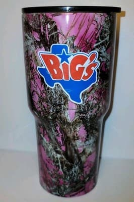 Big’s Texas Pink Camo Travel Tumbler – Buckhead Drinkware 24 oz Stainless Steel - Thumbnail 2