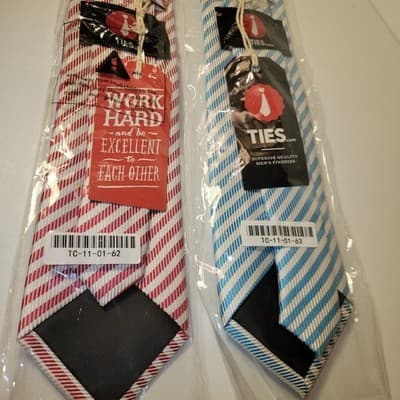 Ties.com Red Blue Striped Necktie Men’s Slim Fit Dress Ties Bundle 2x - Thumbnail 4