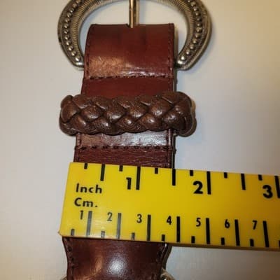 Brighton Brown Braided Leather Belt Sz 34 Silver-Tone Western Buckle Fits 33-37" - Thumbnail 12