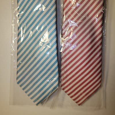 Ties.com Red Blue Striped Necktie Men’s Slim Fit Dress Ties Bundle 2x - Image 1