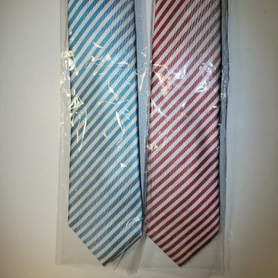 Ties.com Red Blue Striped Necktie Men’s Slim Fit Dress Ties Bundle 2x - Thumbnail 2
