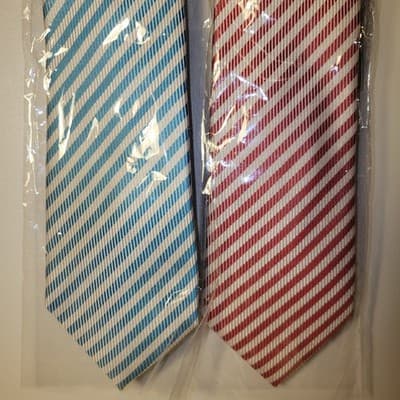 Ties.com Red Blue Striped Necktie Men’s Slim Fit Dress Ties Bundle 2x - Thumbnail 3