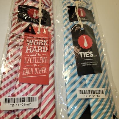 Ties.com Red Blue Striped Necktie Men’s Slim Fit Dress Ties Bundle 2x - Thumbnail 5