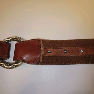 Brighton Brown Braided Leather Belt Sz 34 Silver-Tone Western Buckle Fits 33-37" - Thumbnail 5