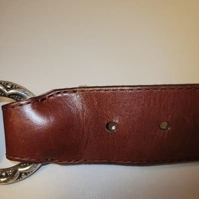 Brighton Brown Braided Leather Belt Sz 34 Silver-Tone Western Buckle Fits 33-37" - Thumbnail 9