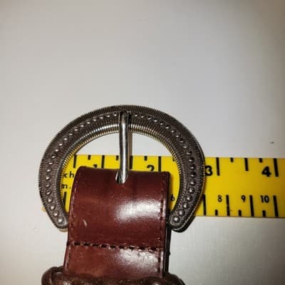 Brighton Brown Braided Leather Belt Sz 34 Silver-Tone Western Buckle Fits 33-37" - Thumbnail 13