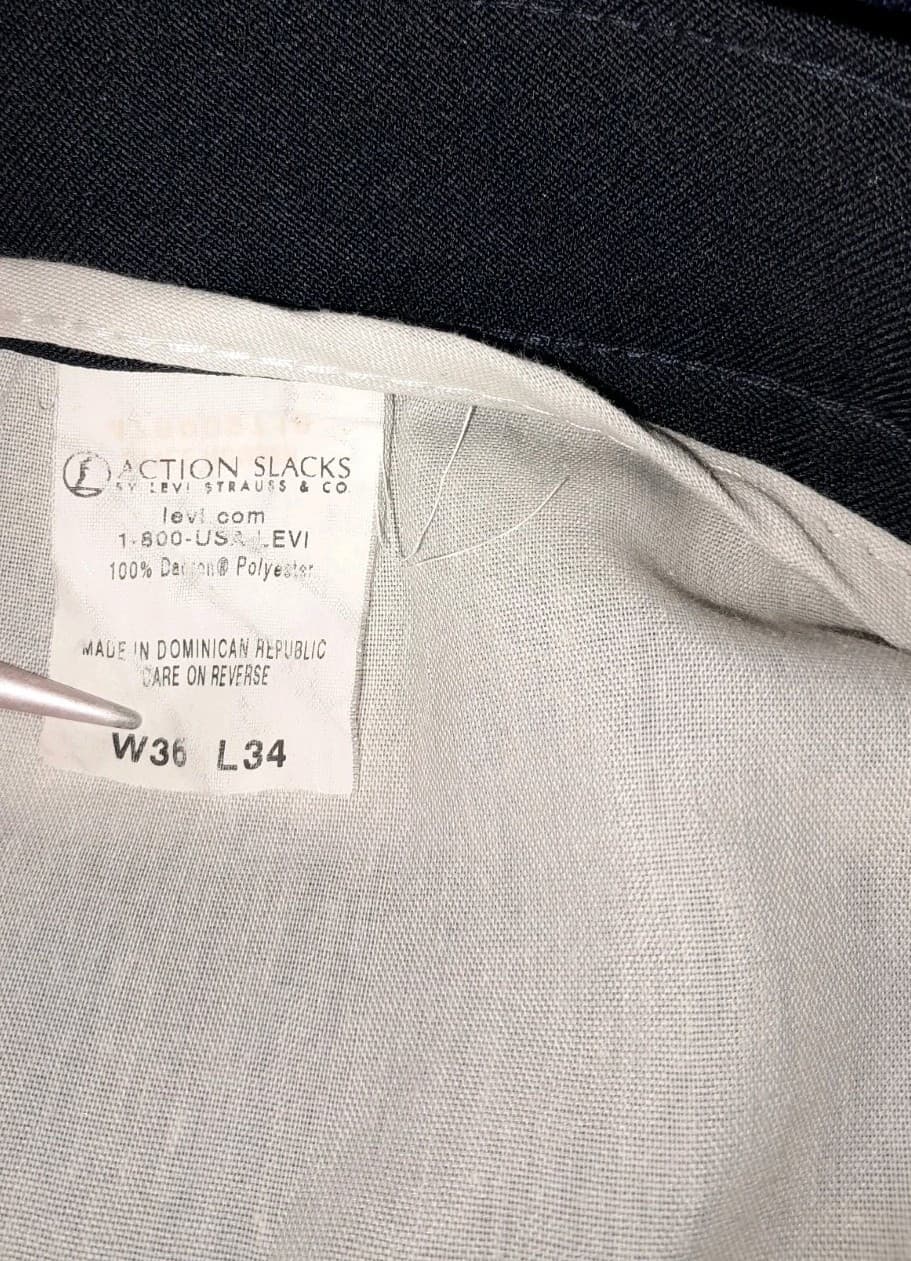 Levi Pants Slacks Blue 100% Dacron Polyester 36" x 34" (36"x28") USA Made - Thumbnail 8
