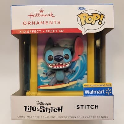 Disney 3D Stitch Surfing Funko Pop Hallmark Ornament Walmart Exclusive New - Thumbnail 3