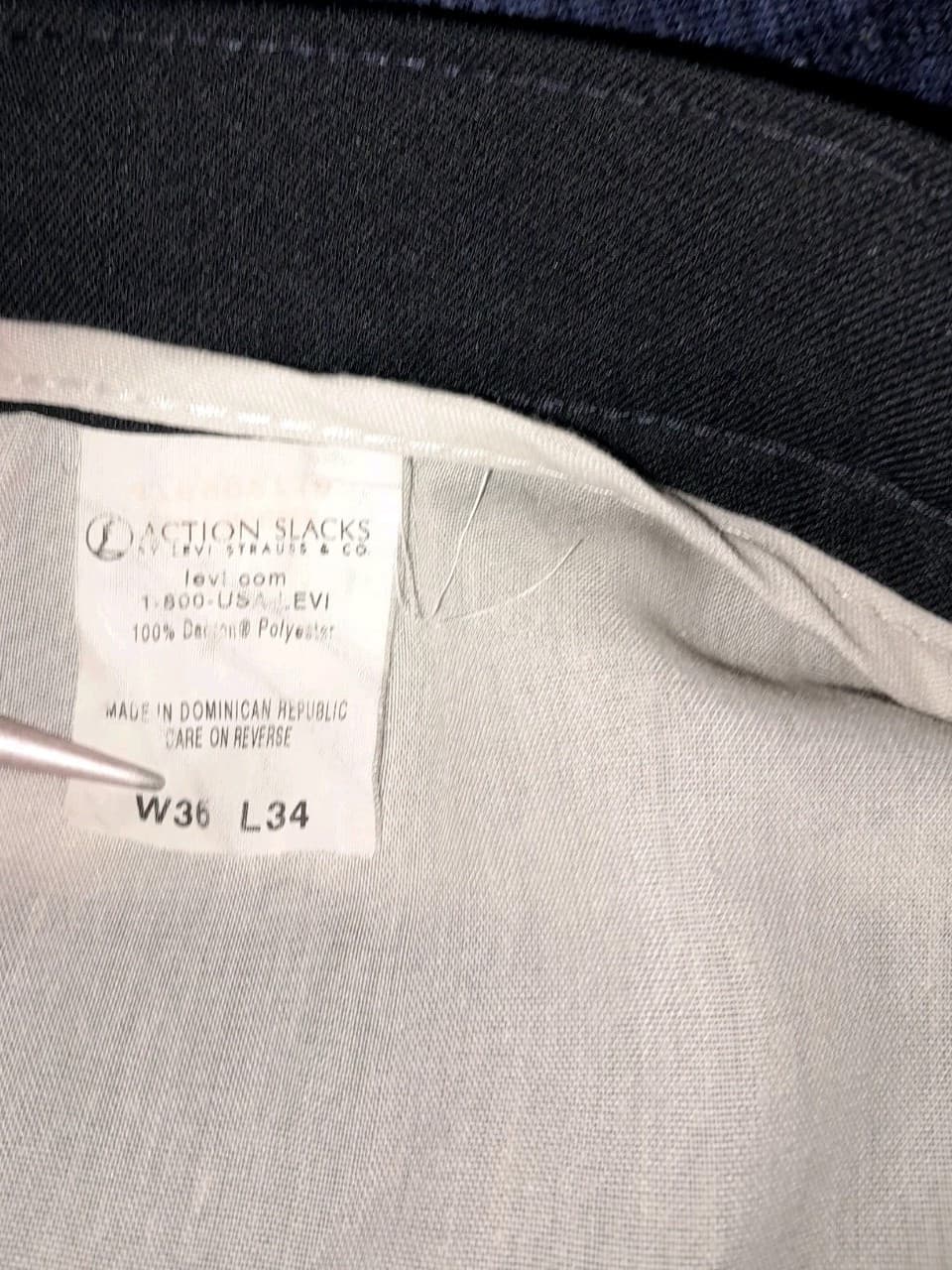 Levi Pants Slacks Blue 100% Dacron Polyester 36" x 34" (36"x28") USA Made - Thumbnail 7