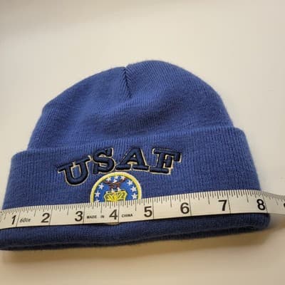 USAF Knit Beanie Hat Blue Embroidered Logo Winter Skull Cap Unisex - Thumbnail 5