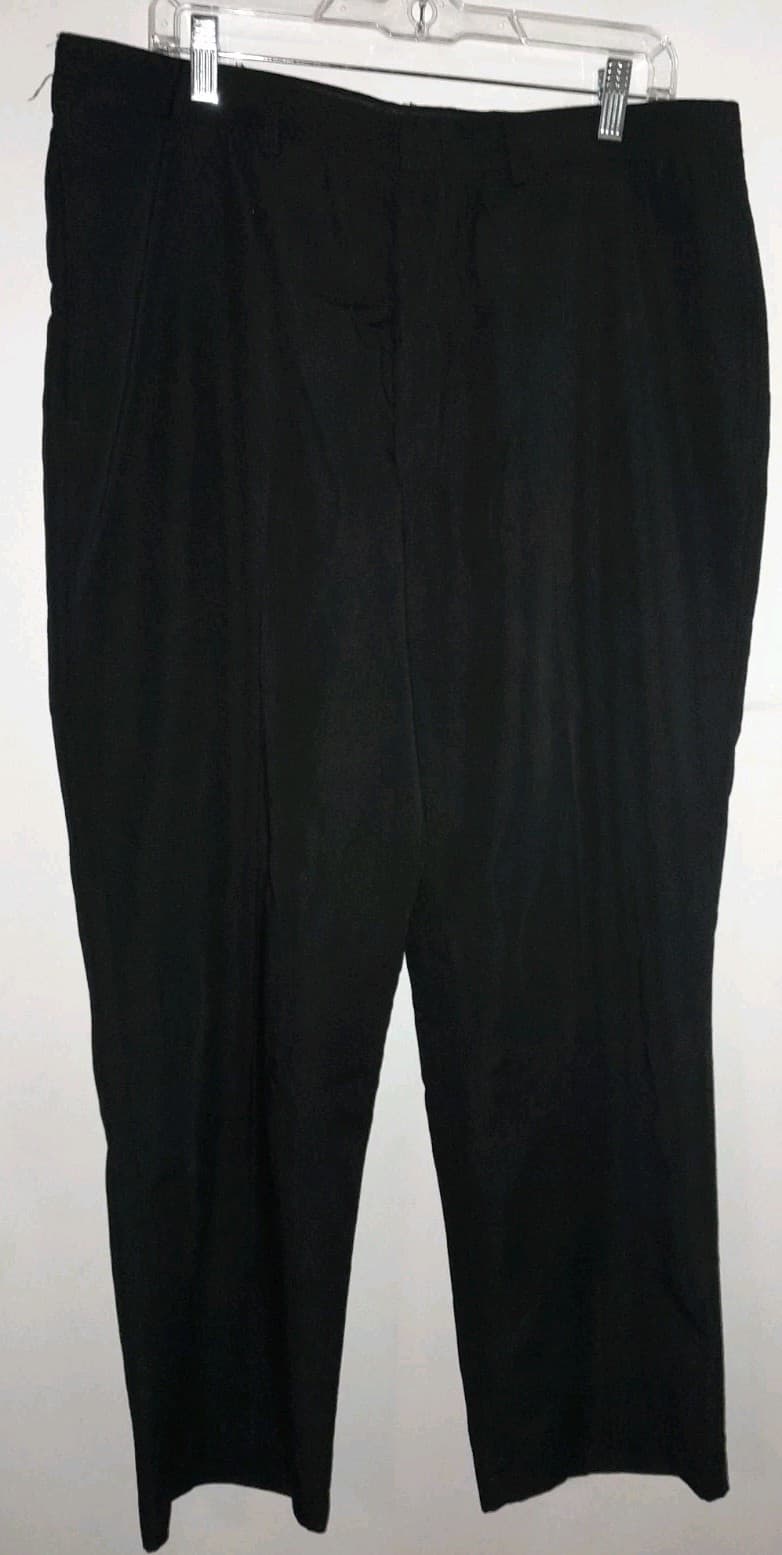 Haggar Darcon Polyester Dress Pants 38x30 (38"x28.5") Black Flat Black Label - Image 1