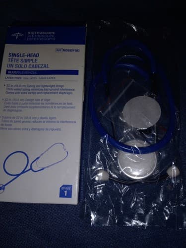 Stethoscope NEW! Medline Aluminum Lightweight Single Head Blue Doctor/Nurse - Image 1