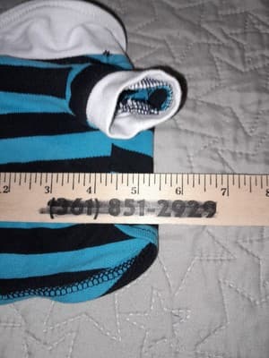 Pet Spirit Dog Shirt Blue & Black Striped Polo w Skull X-Small Chest 10.5" - Thumbnail 3