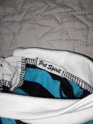 Pet Spirit Dog Shirt Blue & Black Striped Polo w Skull X-Small Chest 10.5" - Thumbnail 5