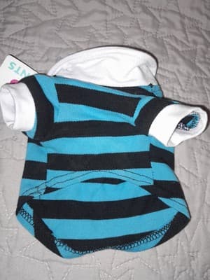 Pet Spirit Dog Shirt Blue & Black Striped Polo w Skull X-Small Chest 10.5" - Thumbnail 2
