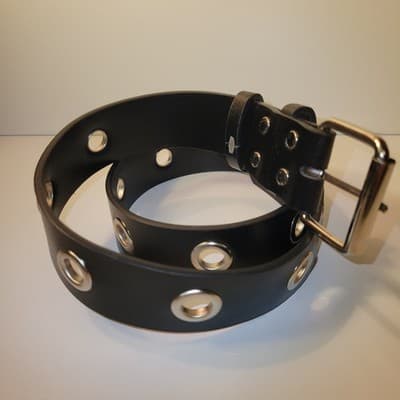 Black Grommet Belt Punk Rock Y2K Metal Buckle Adjustable Unisex Emo - Thumbnail 5