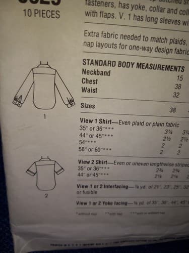 Simplicity 6629 Mens Retro Top-Stitched Shirt Pockets w Flaps Sz 46 Pattern UC - Thumbnail 3