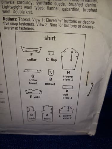 Simplicity 6629 Mens Retro Top-Stitched Shirt Pockets w Flaps Sz 46 Pattern UC - Thumbnail 5
