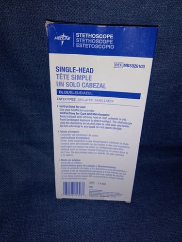 Stethoscope NEW! Medline Aluminum Lightweight Single Head Blue Doctor/Nurse - Thumbnail 2