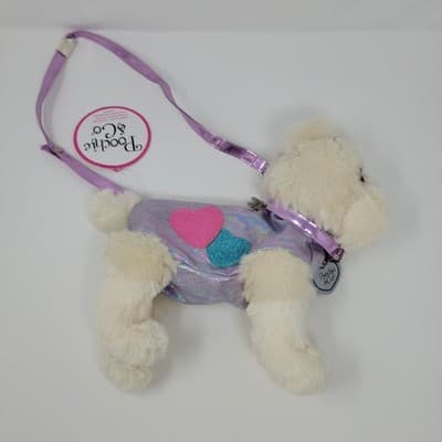 Poochie & Co White Poodle Purse Sequined Dog Tag Collar Pink Leash Bag Crossbody - Thumbnail 2