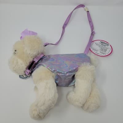 Poochie & Co White Poodle Purse Sequined Dog Tag Collar Pink Leash Bag Crossbody - Thumbnail 5