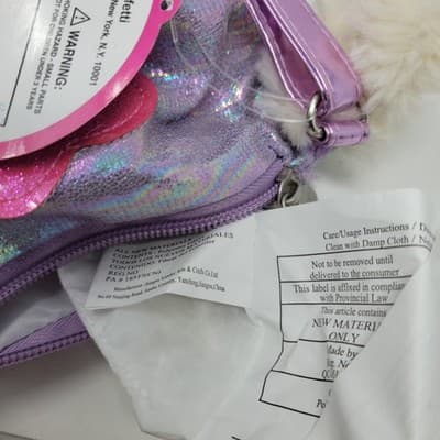 Poochie & Co White Poodle Purse Sequined Dog Tag Collar Pink Leash Bag Crossbody - Thumbnail 13