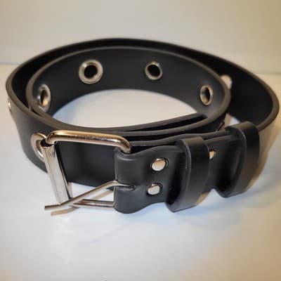 Black Grommet Belt Punk Rock Y2K Metal Buckle Adjustable Unisex Emo - Thumbnail 3