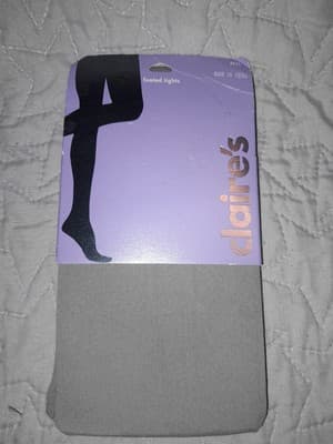 Claires Womens Gray Size M/L Footed Tights Nylon Spandex 120 - 160 Lbs NWT - Image 1