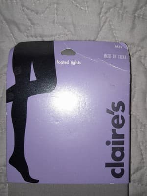 Claires Womens Gray Size M/L Footed Tights Nylon Spandex 120 - 160 Lbs NWT - Thumbnail 2