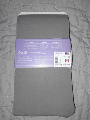 Claires Womens Gray Size M/L Footed Tights Nylon Spandex 120 - 160 Lbs NWT - Thumbnail 4