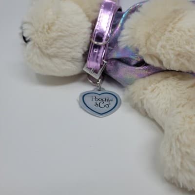Poochie & Co White Poodle Purse Sequined Dog Tag Collar Pink Leash Bag Crossbody - Thumbnail 7