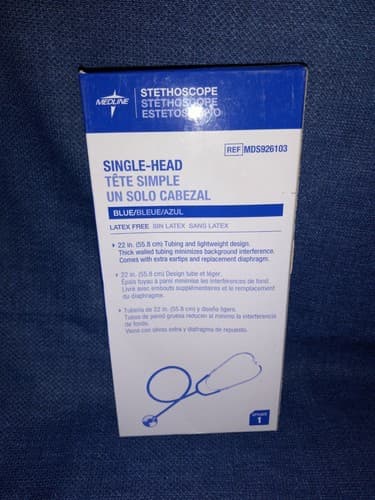 Stethoscope NEW! Medline Aluminum Lightweight Single Head Blue Doctor/Nurse - Thumbnail 3