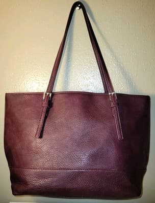 Urban Expressions Vegan Leather Purse Tote Bag Burgundy with Matching Wristlet - Thumbnail 4