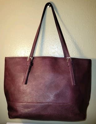 Urban Expressions Vegan Leather Purse Tote Bag Burgundy with Matching Wristlet - Thumbnail 3