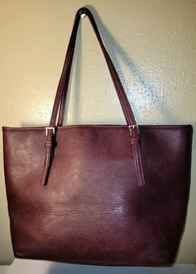 Urban Expressions Vegan Leather Purse Tote Bag Burgundy with Matching Wristlet - Thumbnail 8