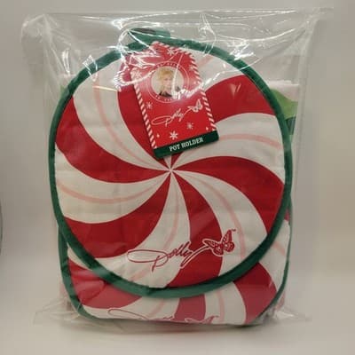 Dolly Parton Christmas Tablecloth 60x84 Pot Holders Set Holiday Peppermint Decor - Thumbnail 10
