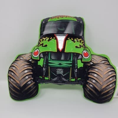 Monster Jam Grave Digger Flat Pillow Embroidered Details 12" x 10" - Image 1