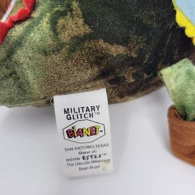 MICRO BYTES Glitch Bean Bug Plush Y2K Military Camo Millennium Bianet NOS - Thumbnail 10