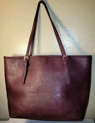 Urban Expressions Vegan Leather Purse Tote Bag Burgundy with Matching Wristlet - Thumbnail 7