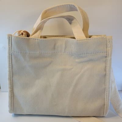 The Crimie Cream Corduroy Tote Letu Bag Adjustable Shoulder Strap Carry Travel - Thumbnail 4