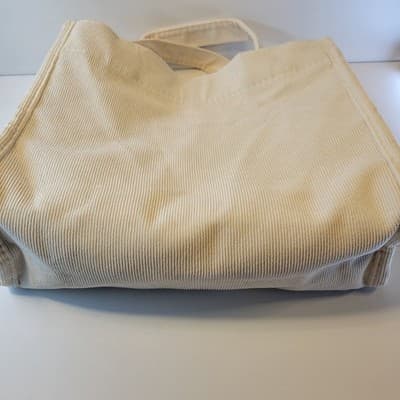 The Crimie Cream Corduroy Tote Letu Bag Adjustable Shoulder Strap Carry Travel - Thumbnail 5