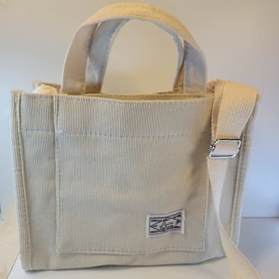 The Crimie Cream Corduroy Tote Letu Bag Adjustable Shoulder Strap Carry Travel - Thumbnail 2