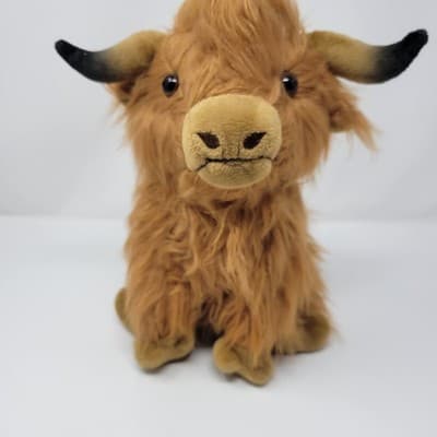 HIGHLAND COW Plush 11" Brown Shaggy Scottish Stuffed Animal Soft Farm Doll - Thumbnail 4