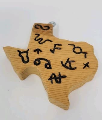 Handmade Wood Texas Ornament Rustic Decor Solid Wood 4in - Image 1