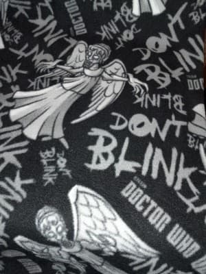 Doctor Who, Weeping Angels, Dont Blink 60"x53" Fleece Fabric Gray On Black Throw - Image 1