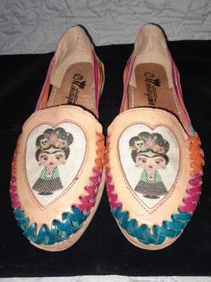 Monarquia Leather Sandals Colorful Frida Kahlo Huaraches Handcrafted Mex US 7.5 - Thumbnail 2