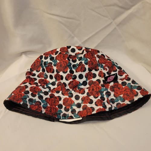 Luv Betsey Reversible Bucket Hat Betsey Johnson Red Floral Roses & Polka Dot - Thumbnail 9