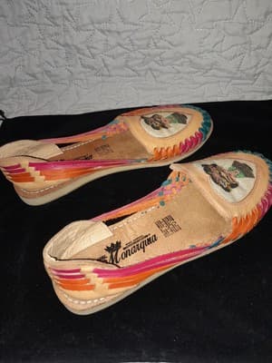 Monarquia Leather Sandals Colorful Frida Kahlo Huaraches Handcrafted Mex US 7.5 - Thumbnail 5