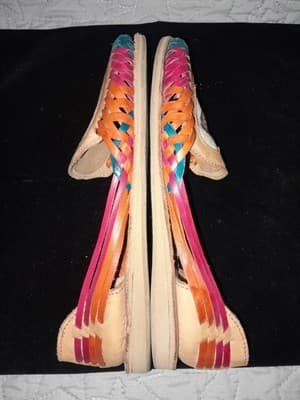 Monarquia Leather Sandals Colorful Frida Kahlo Huaraches Handcrafted Mex US 7.5 - Thumbnail 9