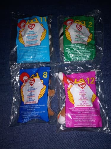 Set 4 Vintage TOY ANIMAL TY BEANIE BABY 1999/1998 McDONALD'S HAPPY MEAL SEALED - Image 1